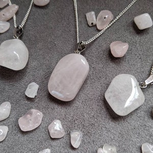 Rose Quartz Necklace, Rose Quartz Gemstone Necklace, Rose Quartz Pendant, Large Rose Quartz Gemstone,