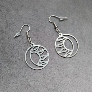 Sun and Moon Earrings, Sun Crescent Moon Earrings, Sun Moon Jewellery, image 1