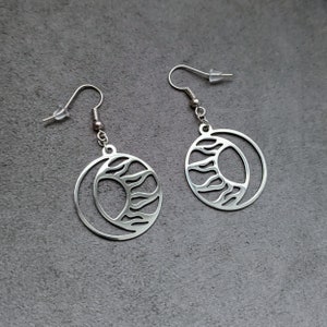 Sun and Moon Earrings, Sun Crescent Moon Earrings, Sun Moon Jewellery, image 3