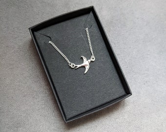 Bird necklace, silver bird necklace, sparrow necklace, swallow necklace, swift necklace