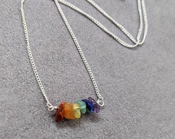 Rainbow Necklace, Pride Necklace, LGBTQ+ Necklace, Pride Jewellery, Rainbow Jewellery, Rainbow Gemstones,