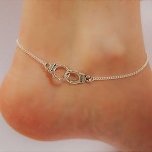 Handcuff Anklet, Handcuff Jewellery, Handcuff Ankle Bracelet, Anklet, Silver Anklet, Hippy, Boho, Ankle, Friendship, Partners in Crime