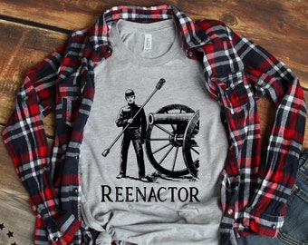 Civil War Cannon Reenactor - Camiseta Unisex de manga corta - Recreación - Histórico - Historia viva