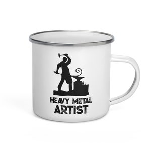 Blacksmith Enamel Camp Mug, Heavy Metal Artist, Historical Reenactment Reenactor, Living History, SCA, Smithy image 2