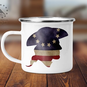 18th Century Colonial Reenactor Enamel Camp Mug, Historical Reenactment, Living History, Betsy Ross Flag, Patriot, Revolutionary War