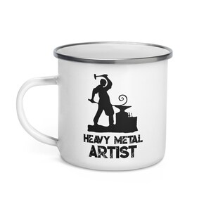 Blacksmith Enamel Camp Mug, Heavy Metal Artist, Historical Reenactment Reenactor, Living History, SCA, Smithy image 3