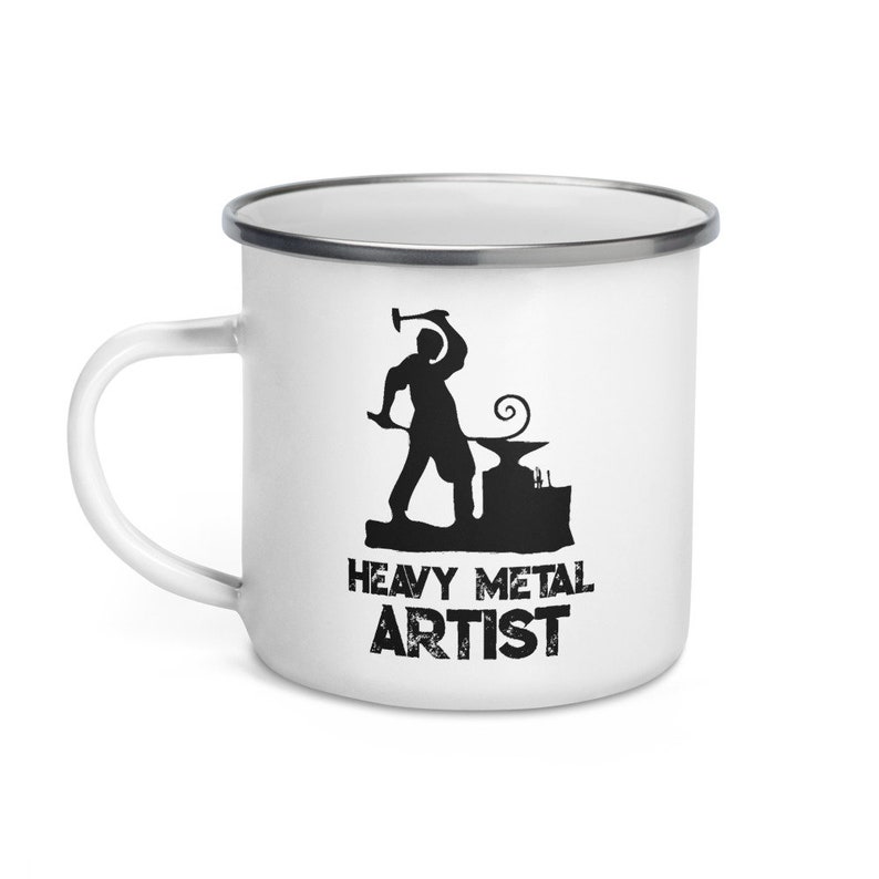 Blacksmith Enamel Camp Mug, Heavy Metal Artist, Historical Reenactment Reenactor, Living History, SCA, Smithy image 3