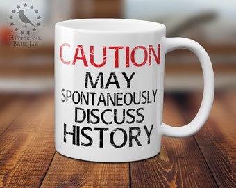 Caution History Coffee Mug - Recreador - Recreación histórica - Amante de la historia - Aficionado a la historia