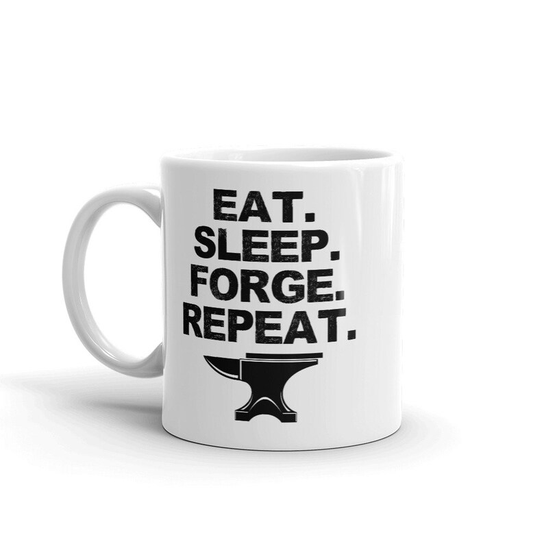 Blacksmith Coffee Mug, Eat Sleep Forge Repeat Anvil, Historical Reenactment Reenactor, Living History, SCA image 3