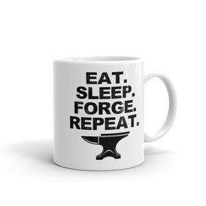 Blacksmith Coffee Mug, Eat Sleep Forge Repeat Anvil, Historical Reenactment Reenactor, Living History, SCA image 2