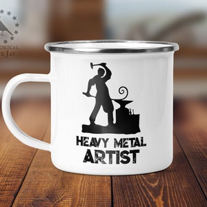 Blacksmith Enamel Camp Mug, Heavy Metal Artist, Historical Reenactment Reenactor, Living History, SCA, Smithy image 1