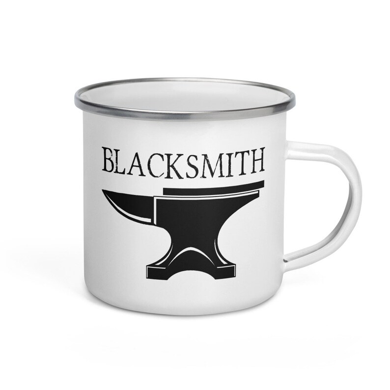 Blacksmith Anvil Enamel Camp Mug, Historical Reenactment Reenactor, Living History, SCA, Smithy image 2