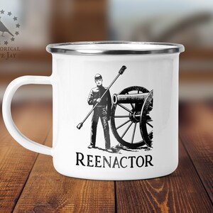 Civil War Cannon Reenactor Enamel Camp Mug, Historical Reenactment Reenactor, Living History