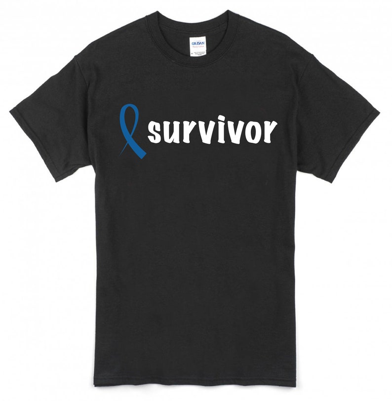 Survivor blue ribbon colon cancer T shirt Etsy