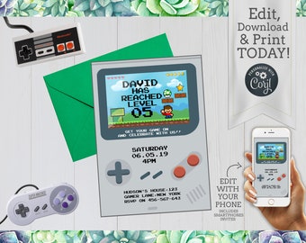 Gameboy Invitation Etsy Gameboy Invitation Etsy