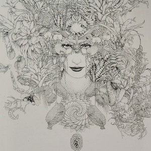 Stampa d'arte MADRE NATURA . orchidea falena tillandsia arte botanica piante tropicale . carta naturale