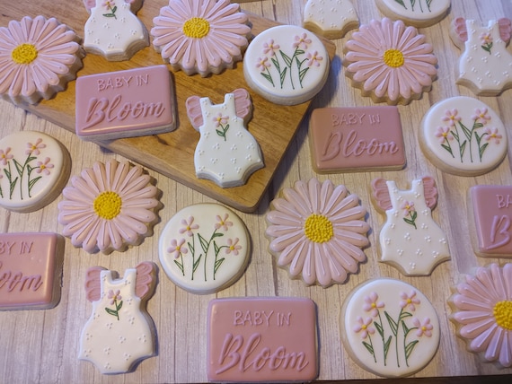 Baby in Bloom Floral Cookies - One Dozen