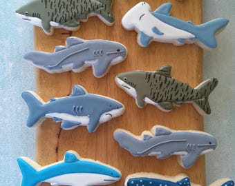 Shark and Fish Cookies - One Dozen