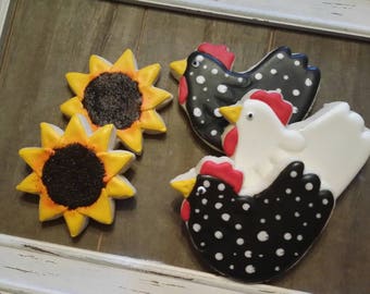 Chickens and Sunflowers - One Dozen