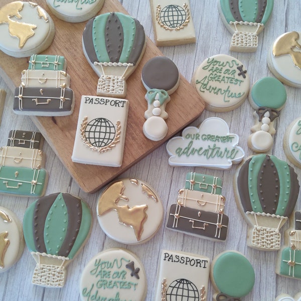 Travel Boy Baby Cookies with Passport - One Dozen