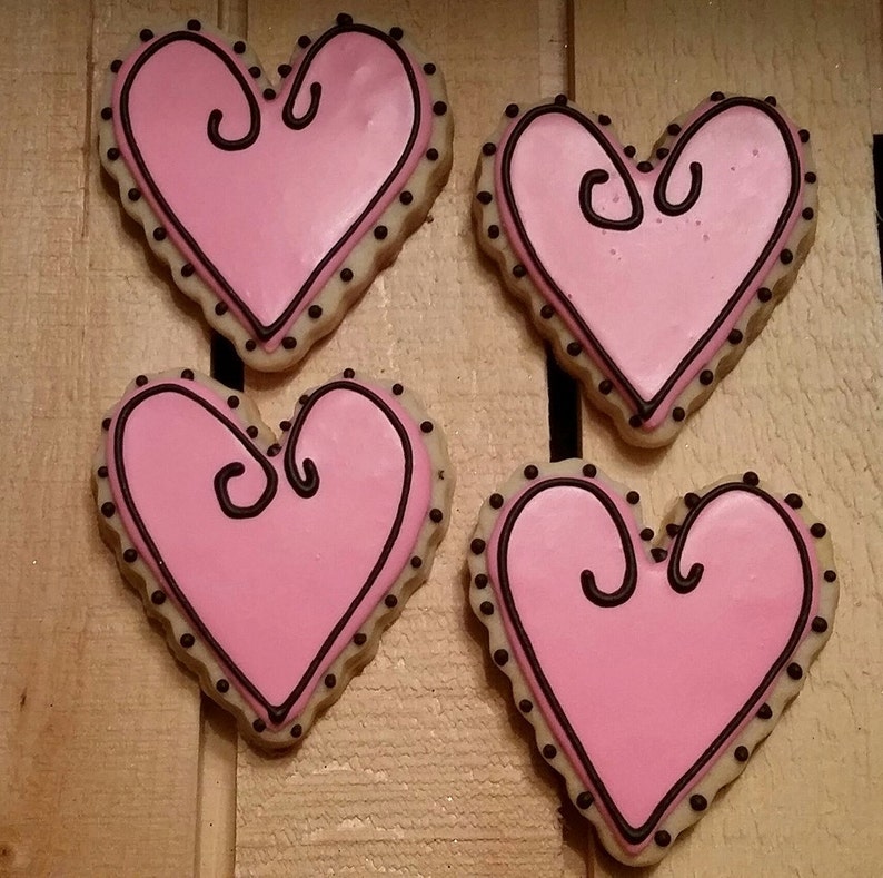 Pink & Black Valentine's Hearts One dozen image 1