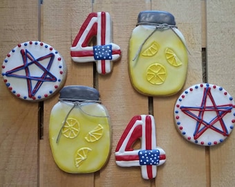 July 4th, Stars and Mason Lemonade Jar Cookies - Patriotic Cookies!
