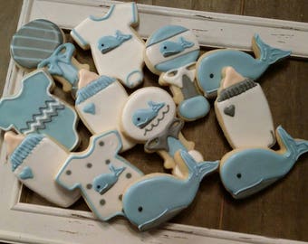 Baby Boy Whale Cookies - One Dozen