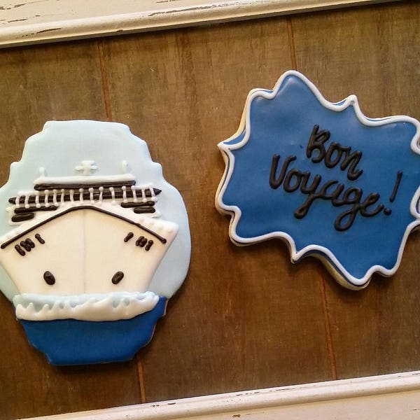 Extra Large Bon Voyage!  Cruise Ship Cookies!