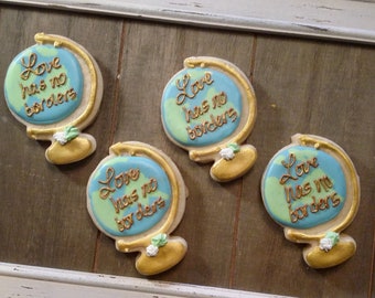 Globe Cookies - Adoption Cookies - Customizable - One Dozen