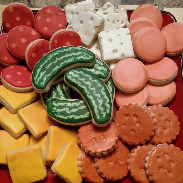 Meat platter cookies - set of 48 cookies!  Ready for Superbowl!