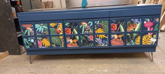 Nathan Sideboard. Upcycled Painted Midcentury Furniture. Living