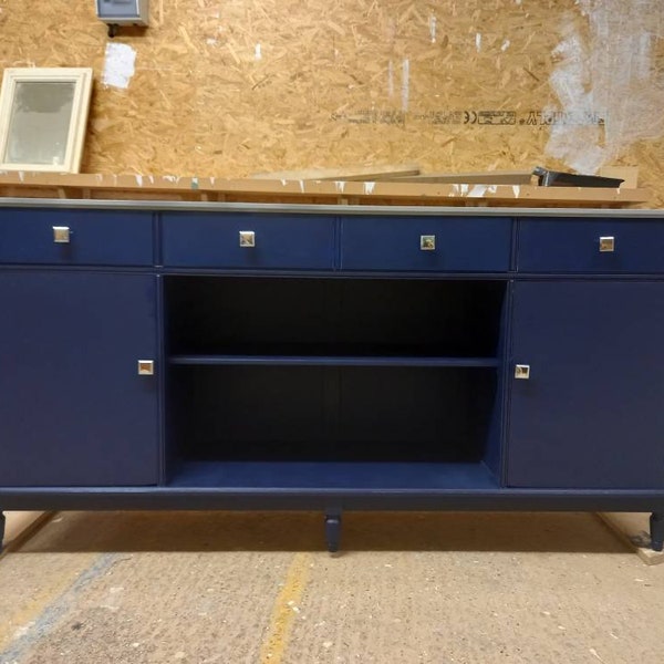 Sideboard Tv Unit. Navy Grey Painted Upcycled Furniture. Commissions Are Available