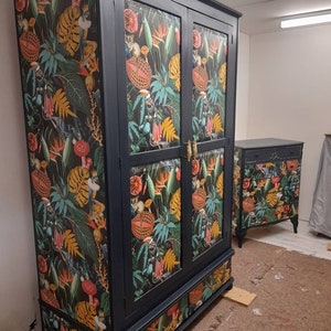 Painted Upcycled Wardrobe & Chest of Drawers Set: Tropical Bedroom Furniture