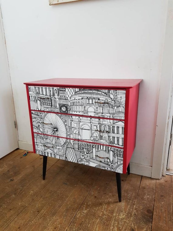 Midcentury Chest of Drawers. Painted Furniture. Living Room