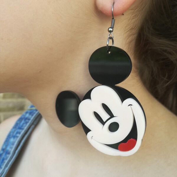 Kawaii cute earrings / Mickey Mouse earrings / Disney Earrings / Cartoon earrings / Funny Earrings / Retro Earrings / Large earrings.