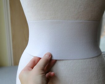 4" extra wide white elastic for waistband, belt, costume wear, BY THE YARD A-005