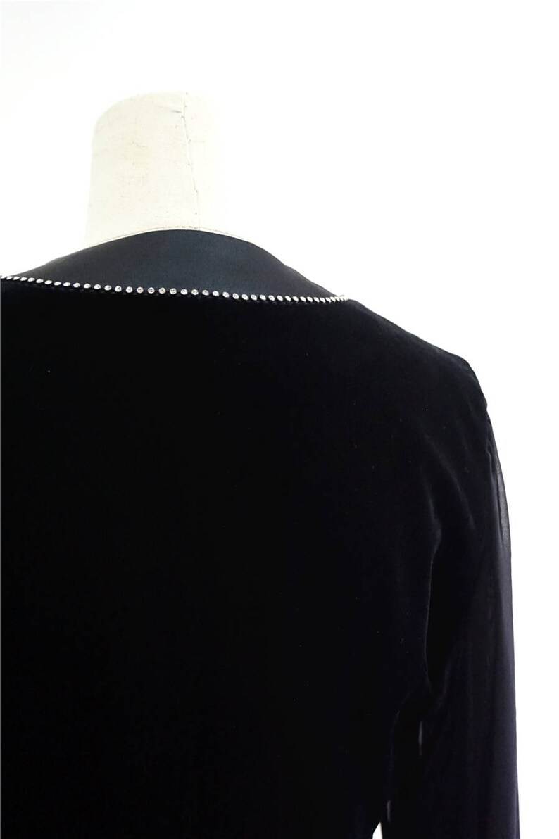 Unique 80s Velvet black suit long sleeves jacket in black size SM.Vintage classy pockets women outfit.LaZLeP Y75C56