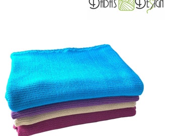 Baby blanket knitted from cotton in several colors