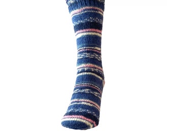 Knitted socks "Regia Timeless Color eternal" - size approx. 38/39 (blue/white/pink)