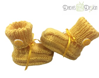 Baby shoes knitted yellow size approx. 15