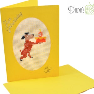 Gestickte Kindergeburtstagskarte zum 3. Geburtstag