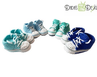 Baby shoes/baby chucks crocheted several colors in 3 sizes