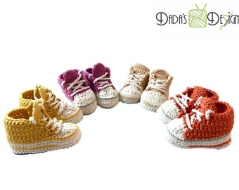 Baby shoes/baby chucks crocheted several colors in 3 sizes