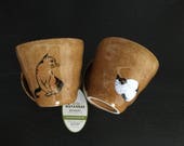 Japanese Cats Cup Hand Painted Glazed Tea Sake Cup (Unique Cat Gift 4 Birthday Holiday Anniversary Father Mother House Warming Best Friend)