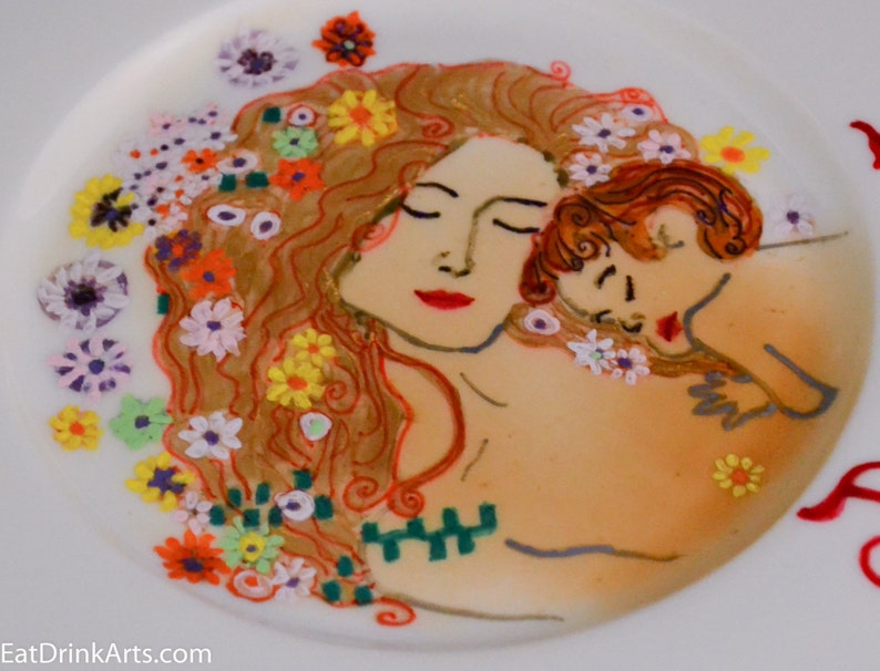 Joy Dessert Plate--Mother and Child--Hand Painted Dish--Unique Gift Ideas for BirthdayHostessMother/'s DayBaby ShowerHolidayChristmas