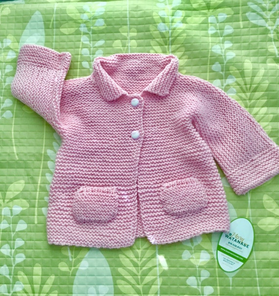 Pretty in Pink Hand Knit Baby Sweater in Extra Soft Imported Etsy