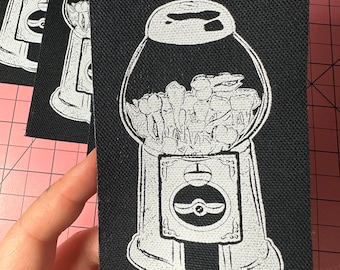 teeth gumball machine screen print sew on patch