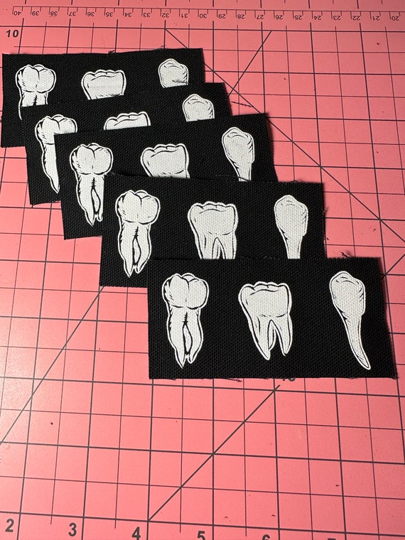 4 Teeth Punk Horror Sew-on Patch Set 