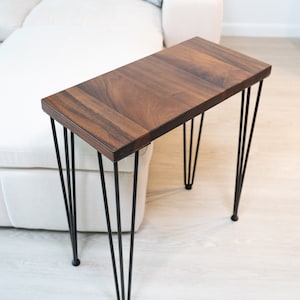 Side Table - Walnut Wood, End Table, Accent Table, Narrow Side Table, Laptop Side Table, Sofa Arm Table