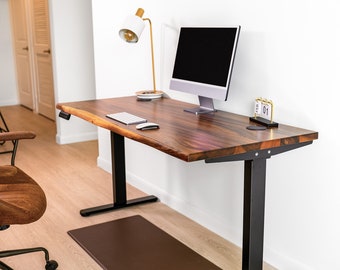 Standing Desk - Walnut Desk, Live Edge Desk, Adjustable Desk, Computer Desk, Office Desk, Solid Wood Desk, Sit Stand Desk, Home Office Desk